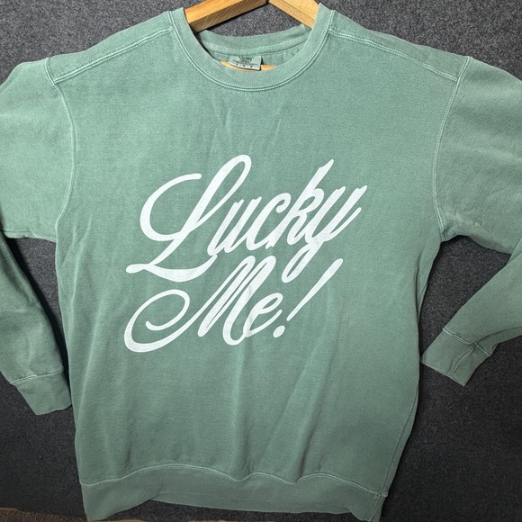 Comfort Colors Tops - Shop Kristin Jones SKJ Comfort Colors Sweatshirt Large Green Lucky Me